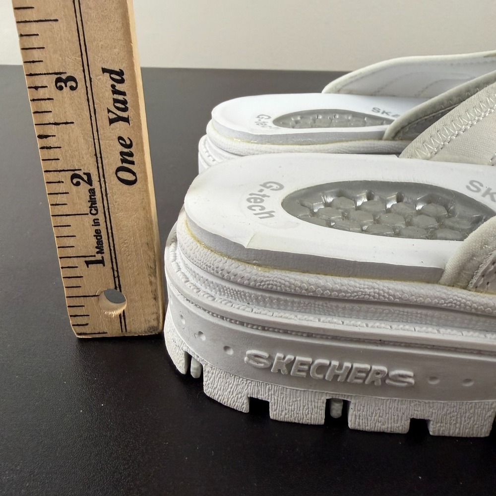 Skechers G-Tech Thong Sandals Women's 10 White Comfort Platform Flip Flops Y2K - Picture 15 of 16